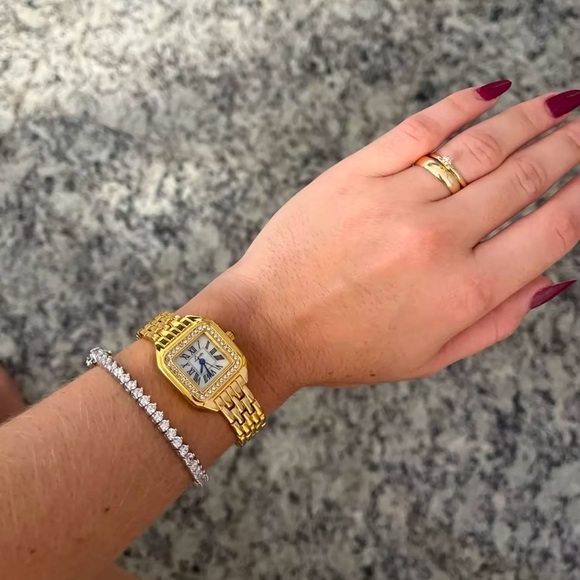 Panthere Classic Gold Crystal Stainless Steel Gold Watch main image 6